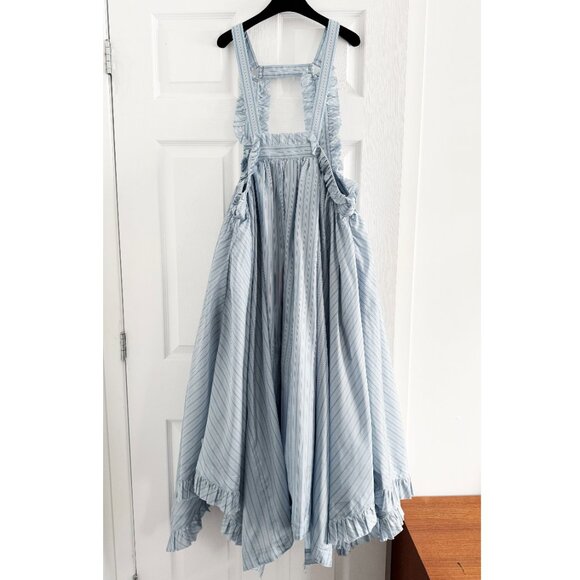 NWT Noir Kei Ninomiya Blue stripes pinafore dress, Size Large - Picture 13 of 13